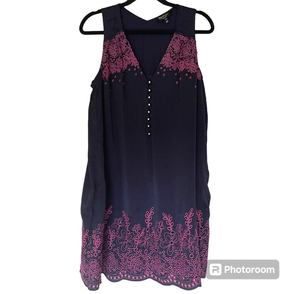Juicy Couture Black Label Black Dress Pink Eyelet embroidery Witchy Goth Sz M